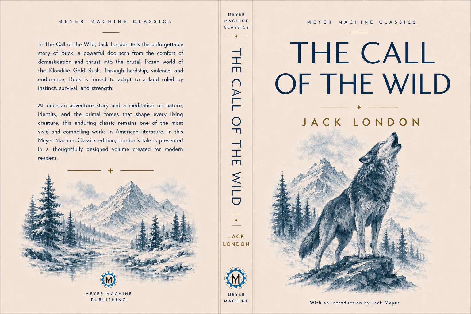 Full cover concept for The Call of the Wild by Jack London from Meyer Machine Classics